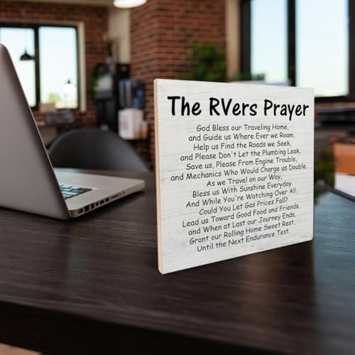 Funny Camping Sign The RVers Prayer Wood Plaque Desk Signs for Home RV Camper RV Motorhome Accessories Decorations Gifts for RV Owners Camping Lover