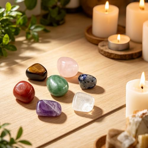 Tumbled 7 Chakra Set Natural Polished Stones Reiki Healing Crystal,Gift for Meditation Energy Balancing Spiritual Wellness Irregular Tumbled