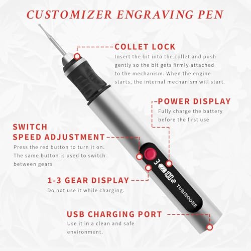 Engraving Pen, Ultimate Cordless Portable Engraver for Artists and DIY Enthusiasts – Engrave Over 50 Surfaces – Beginner Friendly – Rechargeable – Includes 30 Bits & Silver