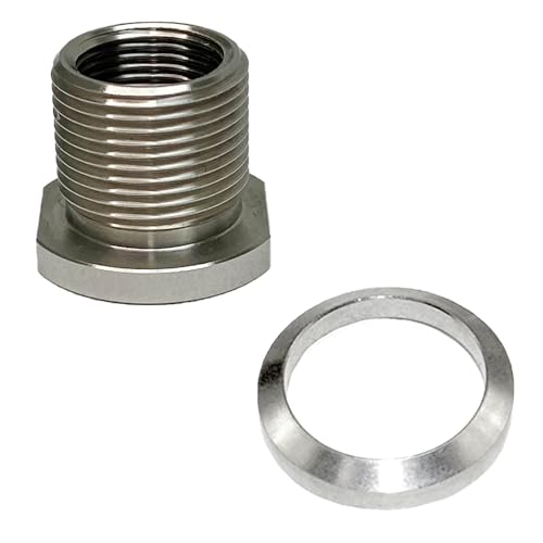 Stainless steel 1/2x28 to 5/8x24 thread adapter with crush washer, Eastern Tactical Supply flat washer