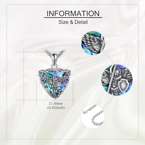 URONE St. Michael Necklace 925 Sterling Silver Saint Michael Pendant Necklace Saint Amulet Catholic Jewellery Gifts for Men Women