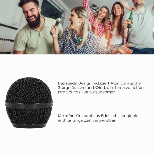 Mesh Grille for SM58 Microphones, Stainless Steel Microphone Head Replacement, Microphone Grille Replacement for SM58S SM58LC BETA58 BETA58A SA M30 SV100 UT2 PGX24 SLX4 (Black) Black