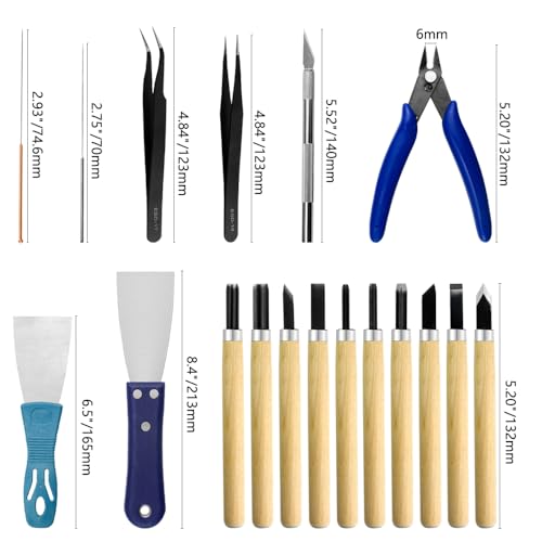 31PCS 3D Printer Accessories Tool Kit 3D Print Tool Kit Cleaning needle Pliers Tweezers Scraper Cleaning Knife Carving Chisel for 3D Printing Removing Cleaning Finishing