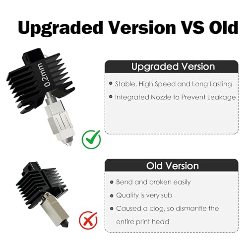 HzdaDeve Updated 0.2 mm P1S/P1P Hotend Hot End Full Assembly Print Head Hardened Steel Nozzle Extruder Ceramic Heating Cartridge Rod Thermistor Kit Replacement for Bambu Lab P1S P1P Series 0.2MM P1S/P1P Hotend