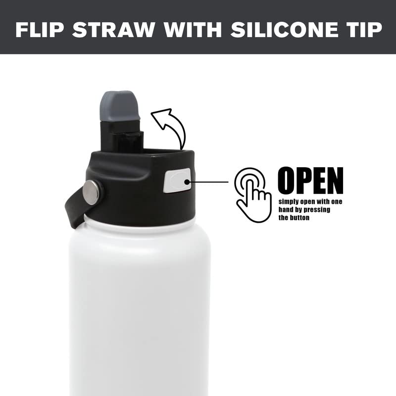 Hydraflow Hybrid - Triple Wall Vacuum Insulated Water Bottle with Flip Straw (34oz, Clay) Stainless Steel Metal Thermos, Reusable Leak Proof BPA-FREE for Sports and Travel 34 Ounces