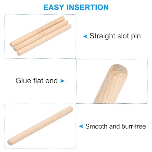 PATIKIL M8x100mm hardwood wooden dowel pins, 1/3-inch diameter, 200-piece set for woodworking joints