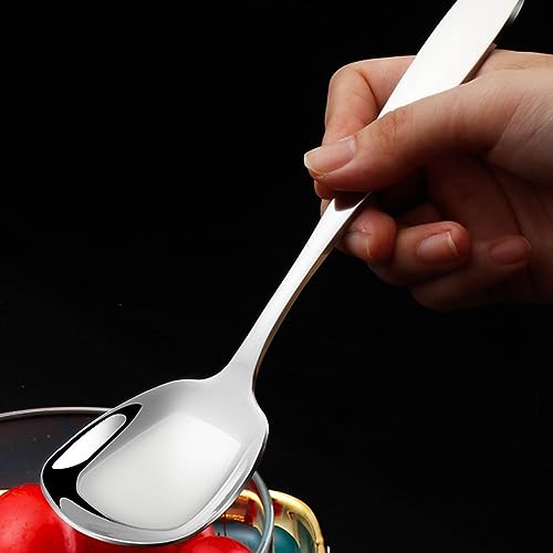 Ouliget Square Head Spoons, Korean style Square Sugar Spoon,Thick Heavy Stainless Steel Soup Spoon Table Spoons Flat Square Spoon,7 Inch,Set of 8. 7 inches, Set of 8, Square Head