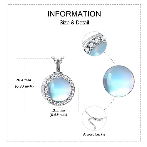 ONEFINITY Opal/Turquoise Urn Necklaces for Ashes Sterling Silver Opal Cremation Jewelry for Ashes Memory Jewelry for Women Moonstone