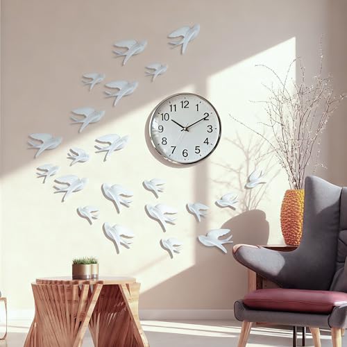 Ceramic Bird Wall Art, Set of 2 White Ceramic Hanging Doves Sparrows for Wall Art Decor Home Kitchen Livingroom White-left