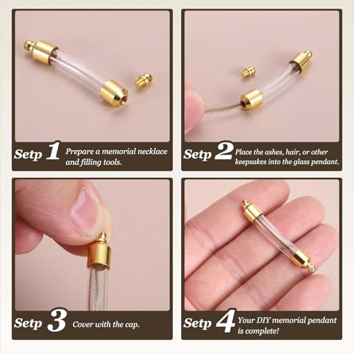 sourcing map Glass Vial Pendant Necklace, Perfume Bottle Necklaces Urn Container Memorial Jewelry with Screw Cap for Liquid Sand Ashes DIY Charm Souvenirs Gold Teardrop