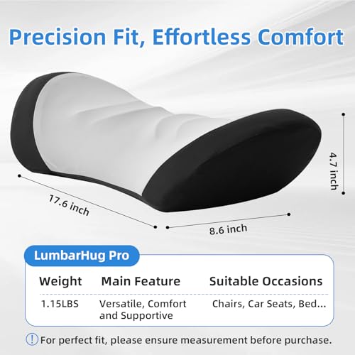 Lumbar Support Pillow for Office Chair - Lumbar Pillow for Car - Ergonomic Lumbar Support Pillow for Car Back Support Cushion Black With Gray Accents See main pic for strap option