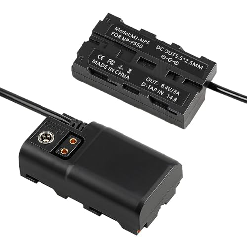 Alvin's Cables D-tap to NP-F Dummy Battery Power Cable Coiled for Atomos Ninja| SmallHD| Feelworld Monitor, with DC D-tap Port, for Sony NP-F550| F570| F770| F970 coiled cable
