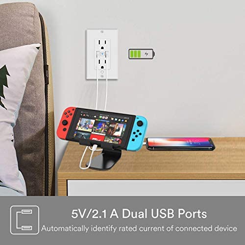 Smart in Wall Outlet, Standard Electrical Outlets with 2 USB Ports & 2 Plugs, Work with Alexa Google Home 15 Amp Outlet ETL FCC for Home Office Style B 1 Pack