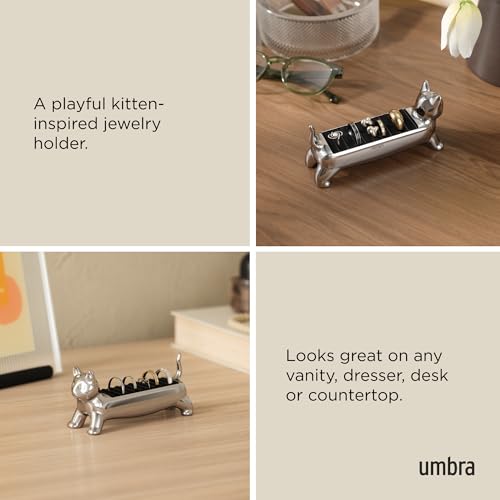 Umbra Ali Cat Ring Holder, Jewelry Storage, Holds 9 Rings, Chrome