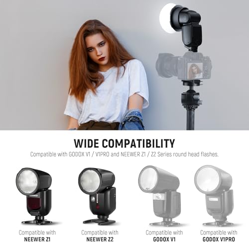 NEEWER Round Flash Magnetic Adapter Ring, Silicone Magnetic Mount Holder Light Diffuser Attachment Compatible with Godox V1/V1 PRO NEEWER Z2 Z2PRO Z2II Z3 Q120 Series Round Head Speedlight, CRS13 Round(CRS13)