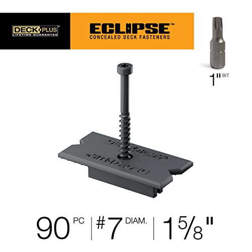 Deck Plus Eclipse hidden deck fasteners, stainless steel grey wood screws, 90 pack