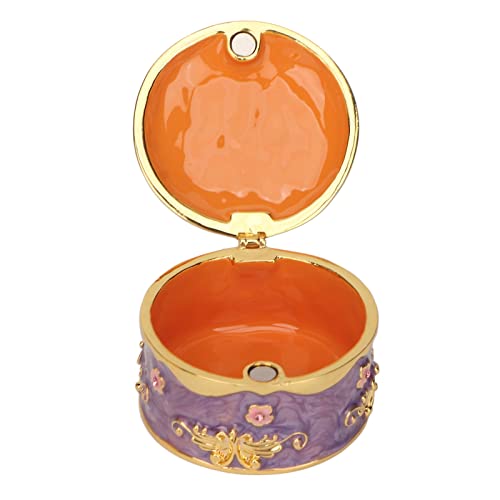 Hand Painted Enamel Rabbit Trinket Box, Hinged Jewelry Organizer for Mini Ring Earrings Storage, Personalized Elegant Handmade Ornament, Home Decor Figurine Keepsake Collectible