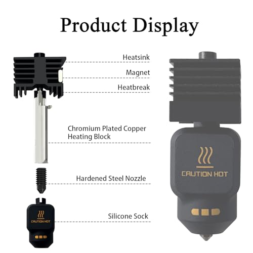 HzdaDeve 4 Pack 0.2MM 0.4MM Hotend for Bambu X2D/P2S/H2S/H2D/A1/A1 Mini Combo Nozzle Print Head Hot End Kit Extruder Removable Hardened Steel Nozzle Silicone Cover Heater Sink for Bambu Lab 3D Printer 4PK