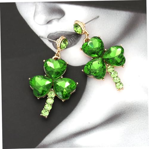 Holibanna St Patrick's Day Earrings Festive Clover Dangle Rhinestone Shamrock Drop Earrings Jewelry for Women Holiday Celebration