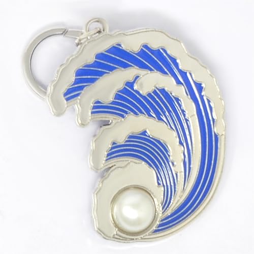 Feng Shui Water Wave with Purple Pearl Good Fortune ＆ Wealth Keychain Amulet Keyring