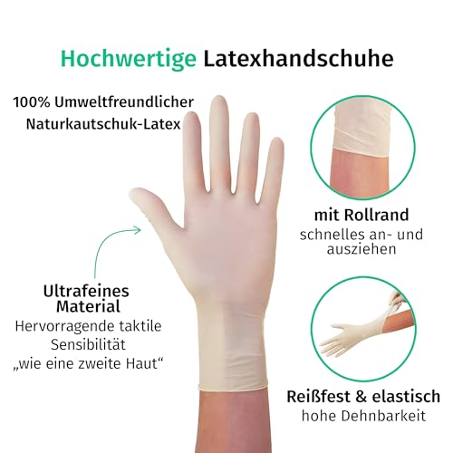 Disposable Latex Gloves, Powder-Free, Non-Sterile Disposable Gloves, Examination Gloves, Box of 100, XL, White
