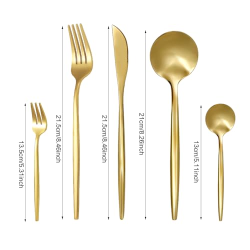30 Piece Gold Silverware Set for 6 Golden