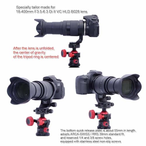 Lens Collar Tripod Mount Ring Compatible with Tamron 18-400mm f/3.5-6.3 Di II VC HLD B028 EF/F Mount, Lens Support Bracket Holder Bottom Arca-Swiss Fit Quick Release Plate for Arca Tripod Head Clamp