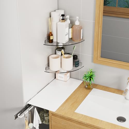 Acrylic Corner Shower Caddy Shelf 2 Pack, Space-Saving Storage Rack