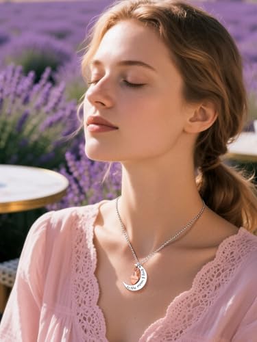 Richsteel Urn Necklaces for Ashes for Women Men Cremation Pendant 10-Rose Gold Moon Heart stainless steel - not personalized