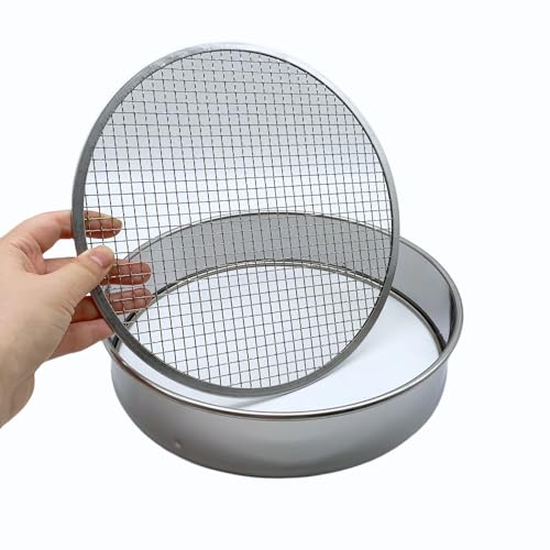 Vonoso stainless steel soil sifter set with three sieve meshes for rocks and sand