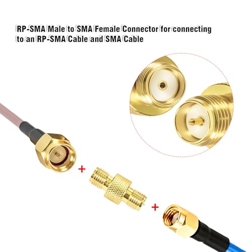 RP SMA Female to SMA Female Coaxial Adapter for Antenna Radio WiFi Router FPV Dron Mobile Pack of 2 RP-SMA-SMA/F