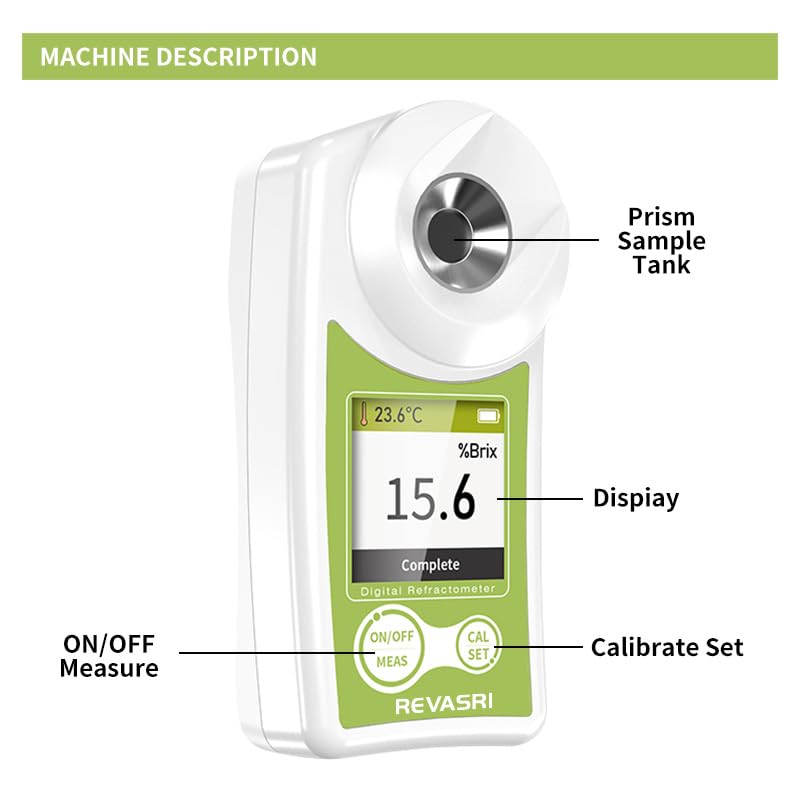 [Australia - AusPower] - Digital Brix Refractometer, 0–55% ATC Sugar Content Meter, ±0.2% Precision, Handheld Tester for Fruit, Juice 