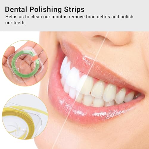 4 Volumes Colourful Teeth Sandpaper, Teeth Polishing Dental Polishing Strips, Dental Sanding Strips, 12μm, 20μm, 30μm, 50μm Grit Size for Spaces, Dental Deep Cleaning of Oral Hygiene (4 mm x 6 m)
