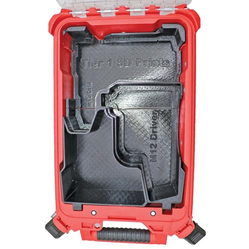 Organizer for Milwaukee M12 FUEL Right Angle Impact Drill/Driver and Accessories Compatible with Milwaukee Packout (FUEL Drill/Driver & Accessories) Fuel Drill/Driver & Accessories