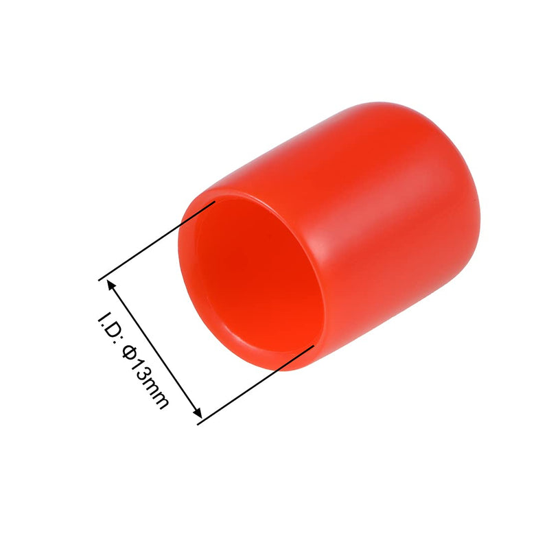 [Australia - AusPower] - uxcell 50pcs Rubber End Caps 1/2-inch(13mm) ID Vinyl Round Tube Bolt Cap Cover Screw Thread Protectors Red 13mm 