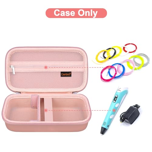 Canboc Carrying Case for SCRIB3D P1 3D Printing Pen, 3D Pen Box with Removable Shoulder Strap, Mesh Pocket fit Filament Refills, Charger, Rose Gold (Case Only) Rose Gold+Rose Gold