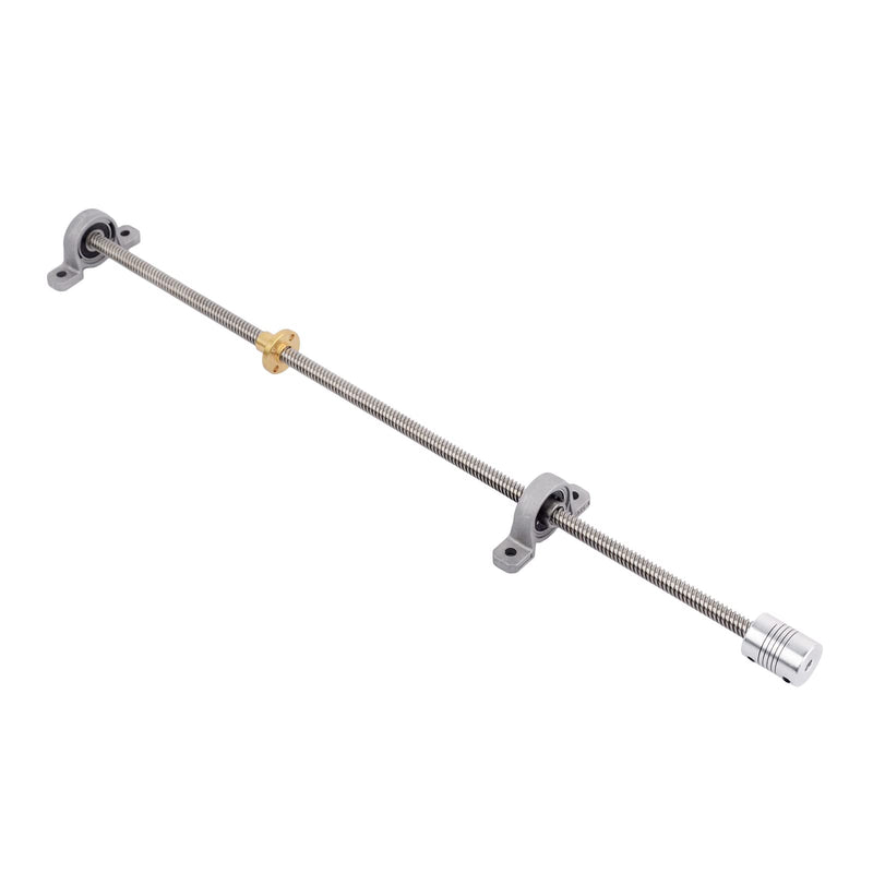 [Australia - AusPower] - 500mm/19.68inch T8 Lead Screw Nut Set, 8mm Diameter Lead Screw+2pcs KP08 Pillow Bearing Block+ 8x8mm Coupler for 3D Printer,CNC and DIY (500mm, Set) 500mm 