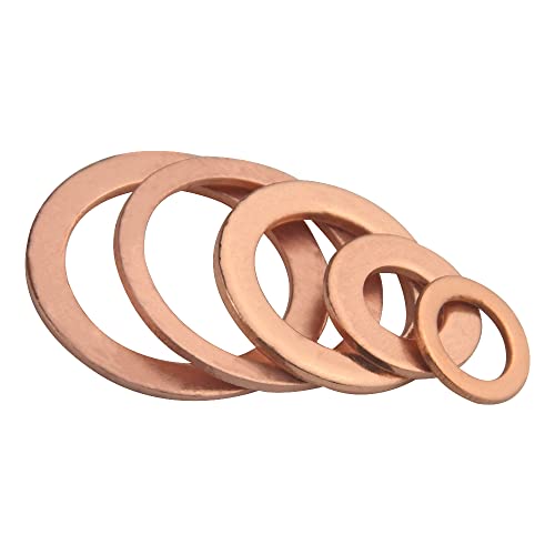 XINGYHENG 300-piece copper sealing washer set with flat gaskets in assorted M5–M16 sizes in storage box