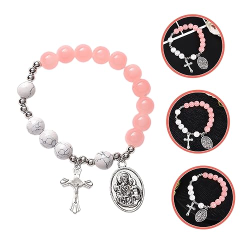 VALICLUD Cross Pendant Bracelet Beads and Religious Cross Design for Women's Daily Wear as Sister Bracelet