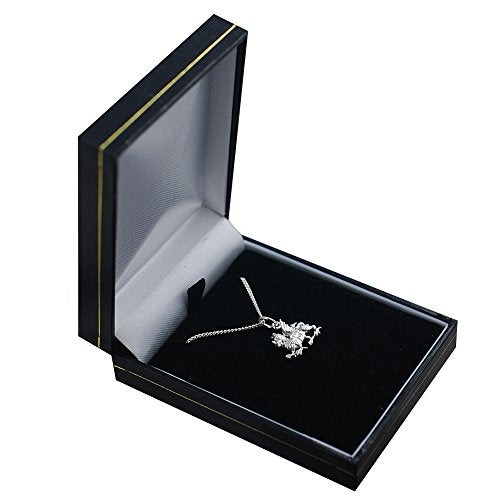 Silver 15x11mm Welsh Dragon Pendant with a 1.3mm wide curb Chain 45.0 Centimetres