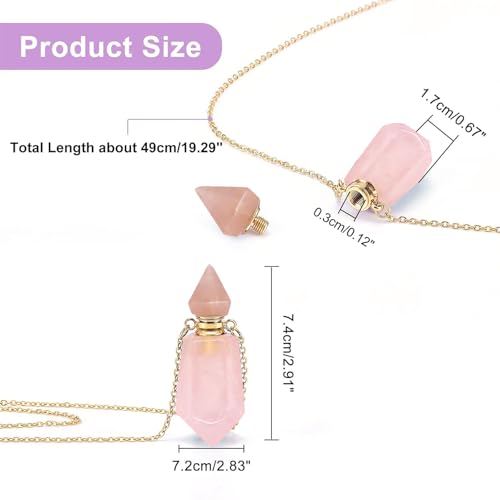 Cremation Jewelry Urn Necklaces for Ashes for Women Men, Natural Crystal Stone Memorial Keepsake Pendant Urn Locket for Human Ashes Holder Pink