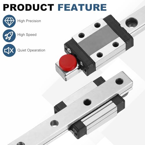 sourcing map MGN12 400mm Linear Sliding Rail Guide with MGN12H Sliding Carriage Block and Mini Guide, Linear Motion Guideway for Mini Engraving CNC Machine 3D Printer