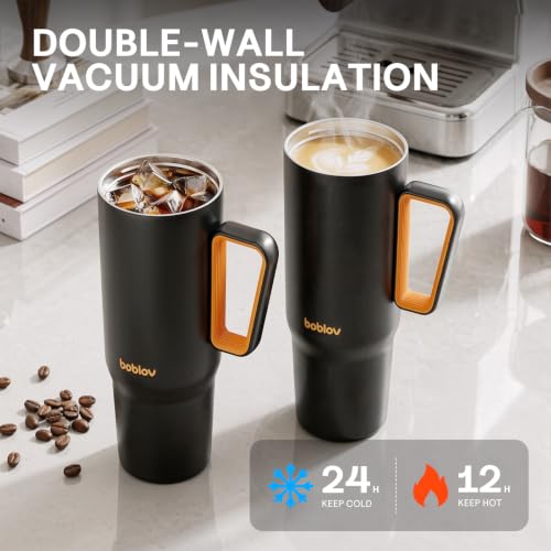 BABLOV 40oz Insulated Coffee Tumbler with Straw Travel Coffee Cup Foggy Tide