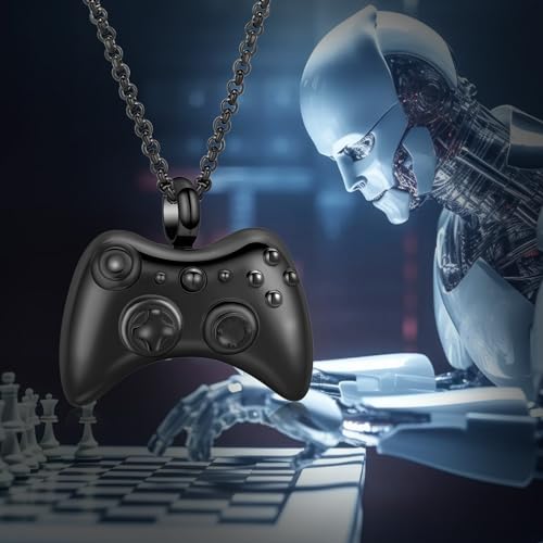 Urn Necklace for Human Ashes Game Controller Cremation Jewelry for Ashes Gamepad Memorial Pendant Hip-Hop Necklace Gift for Men Boy Black