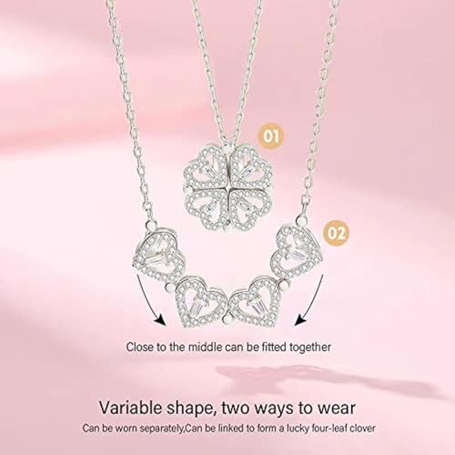 Chaine Argent Pendentif Trèfle à Quatre Feuilles Bijoux Élégant Cadeau Anniversaire Fête des Mères Saint Valentin Noël accessories fashion silver