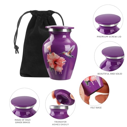 Small Urn for Ashes, Keepsake for Adults (Purple, Aluminum) urn-al-purple