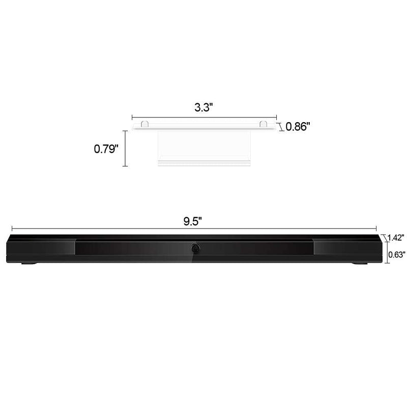 [Australia - AusPower] - Replacement Wii Wireless Sensor Bar, Infrared IR Ray Motion Sensor Signal Receiver for Nintendo Wii and Wii U Console with Stable Stand and 4 AAA Batteries(Black) Black 