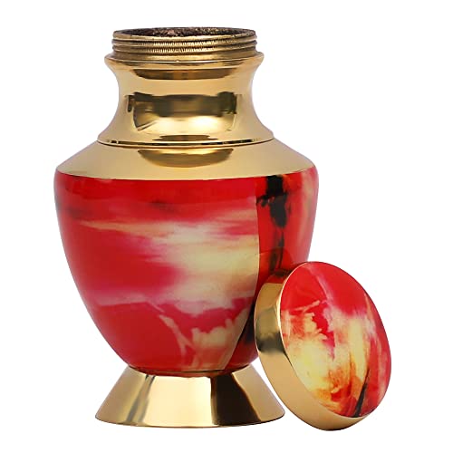 Brass Small Keepsake Cremation Urn, Red, 3 Inch