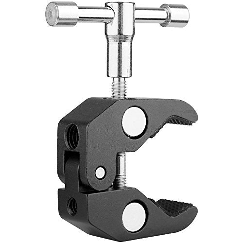 ChromLives Super Clamp Crab Clamp Photography w/ 1/4'' and 3/8'' Thread Rod Clamp Pliers Clip for DSLR Rig Cameras, 15mm Rods, Lights, Umbrellas, Hooks, Plate Glass, Cross Bars and More 2Pack