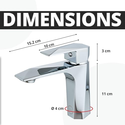 MILOT Single Lever Luxury Basin Tap | Diamond Cut Design | Lead Free Brass | Without Pop Up Waste | G1/2" Modern Fitting Leak Proof Ceramic Cartridge Bathroom Sink Tap | Chrome